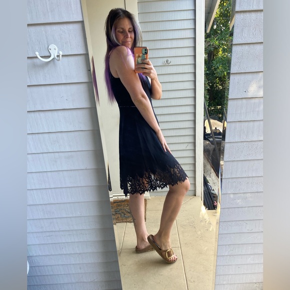 Free People Black Dress with crochet detailing - Picture 4 of 7